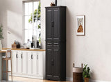 K&K 71" Tall Kitchen Pantry Cabinet with 3 Pull Out Cabinet Organizers, Farmhouse Embossed Texture N707P256507B