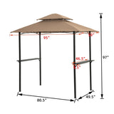 Outdoor Grill Gazebo 8 x 5 Ft, Shelter Tent, Double Tier Soft Top Canopy Steel Frame with hook 94343146