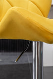Breni Velvet Diamond Tufted Swivel Adjustable Height Barstool, Set of 2, Yellow T2574P164873