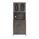 ZUN Farmhouse Bar Cabinet for Liquor and Glasses, Dining Room Kitchen Cabinet with Wine Rack, Sideboards W2275P148520