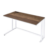 Rectangular Writing Desk with USB Port and Plug, Walnut and White B016P312843