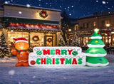 9.5 FT Inflatable Merry Christmas Sign with Gingerbread Man & Xmas Tree, Built-in LED Lights Blow Up 37609638