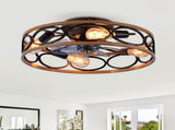 19INCH 7 Blades Caged Ceiling Fan with Remote Control ,Flush Mount Ceiling Fan with Light Kit W3596P457959