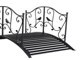 119*67*71cm Courtyard With Bird Pattern Arched Handrail Courtyard Iron Bridge Black 03333444