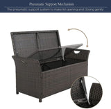 ZUN Patio Wicker Storage Bench Outdoor Rattan Deck Storage Box with Cushion W2181P193287