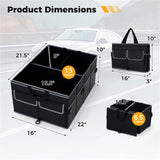 13 Gallon Car Trunk Organizer - 3 Compartments6 Pockets, 600D Oxford Fabric, Non-Slip Base, Black 07093189