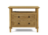 Wooden Nightstand with Open Cubby & 2 Storage Drawers, Freestanding Bedroom Side Cabinet for W487P543905
