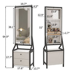 ZUN 360&deg; Swivel Jewelry Armoire & Makeup Mirror Cabinet With 2 Bottom Drawer, Rotates Freely, Spacious W760P152287