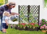 Set of 2 Rustic Style Trellis Planter, Raised Garden Bed Indoor Outdoor Planting Box for Vegetables 60644550