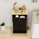 One Drawers and One-Compartment Tilt-Out Trash Cabinet Kitchen Trash Cabinet-Black W1120127325
