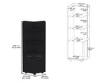 Corner Cabinet 62H" Tall with 3-Tier Shelf and 2-Door, Black B097P221673