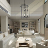 (Same as W1340142527/L1018-B) 8-Lights Black Lantern Tiered Pendant Light Fixtures, Industrial W1340P206662