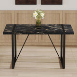 Industrial rectangular MDF black dining table for 4-6 people with 1.5 inch thick MDF top and black W1151P185154