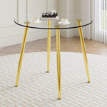 ZUN Round dining table with glass top, gilded metal legs, exquisite living, starting from details, W1151P205877