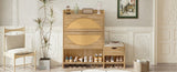 47.2" Shoe Storage Cabinet Rattan Shoe Storage Organizer With 2 Flip Drawers, a Storage Drawer and a N719P228419D