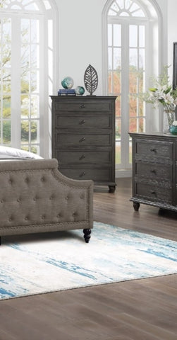 ZUN Antique Dark Grey Finish Transitional Wooden 1pc Chest of Drawers Bedroom Furniture 5x Drawer B011P250927