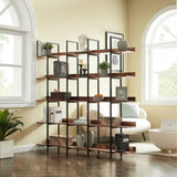ZUN [VIDEO] 5 Tier Bookcase Home Office Open Bookshelf, Vintage Industrial Style Shelf with Metal Frame, 93102675