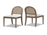 Panama 18.5" Curved Cane Rattan Side Dining Chair, Set of 2, Ivory White Boucle B2719P238359