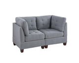 Living Room Furniture Tufted Corner Wedge Grey Linen Like Fabric 1pc Cushion Nail heads Wedge Sofa B011119654