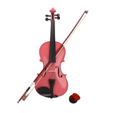 ZUN New 4/4 Acoustic Violin Case Bow Rosin Pink 21037626