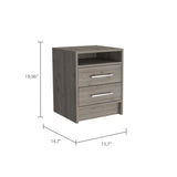 Rowley 2-Drawer 1-Shelf Rectangle Nightstand Light Grey B06280356