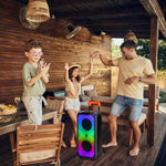 ZUN 8in Wireless Portable Bluetooth Karaoke Speaker with TF/USB/AUX/FM/TWS, LED Disco Light, Bluetooth 32087973