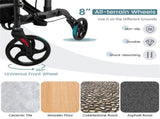 2-in-1 Rollator Walker & Wheelchair 6-Level Adjustable Handles, 1-Hand Folding, Storage 51449217