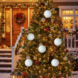 6PCS Set 4" Christmas Ball Ornaments Cream Ruffle Hangingations for Xmas Tree Holiday Home 05858806