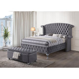 Grey Tufted Storage Bench B062P189113