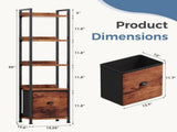 5 Tier Bookshelf 55"x15" Bookcase with Fabric Drawer Open Storage Shelves Free Standing Wooden 18357070