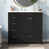 ZUN 36" Black Bathroom Vanity with Ceramic Sink Combo, Abundant Storage Cabinet -2 Soft close doors and N729P183735B