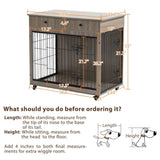 ZUN 38.4" Wooden Dog Crate Furniture Decorative Pet Cage Dog Kennel with 2 Drawers 54423538