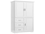 Tall and Wide Storage Cabinet with Doors for Bathroom/Office, Three Drawers, White 17634715