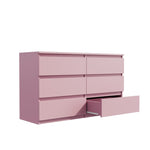 ZUN Pink Large 6 drawers chest of drawer dressers table W1320P181646