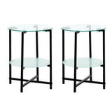 ZUN 2-piece set Tempered Glass End Table, Round Coffee Table for Bedroom Living Room Office W24157592