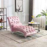 COOMORE Velvet Chaise Lounge Indoor,Button-Tufted Upholstered Chaise Lounge Chair with Pillow for W39538676