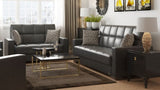 PrimeNest ZenAero Collection Upholstered Convertible Loveseat with Storage, Black-PU B030P281754