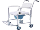4 in 1 Bedside Commode Chair, Transport Shower Wheelchair Toilet Rolling Transport Chair with 4 22403642