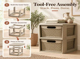 2-Drawer Storage Organizer with Wicker Patterns for Bedroom Bathroom Closet Living Room Nursery 14734553