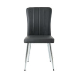 ZUN Modern Charcoal PU dining chair, cloth upholstered chair, electroplated metal chair legs, suitable W210P224293