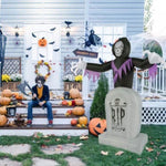 ZUN 8ft Garden 3pcs LED String Lights Grim Reaper and Grave Inflatable Halloween Decoration 52188395