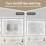 40x32" Black Eco-Friendly Silver MirrorDual LED Light StripsFront and Back Lighting T3177P320576