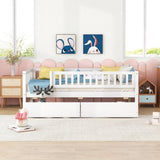 Twin Size Daybed Wood Bed with Two Drawers , White WF301864AAK