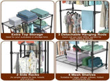 4 Tier Heavy Duty Garment Rack with 3 Hanging Rods, 463LBS Capacity Rolling Clothes Rack with 57122473