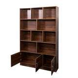 70.87" Tall Bookshelf with 10 Cubes and 3 Doors, 4-Tier Bookshelf, Open Shelf Bookcase with Cabinet, W331P257393