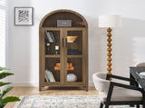 A high arched storage cabinet with a lamp, a modern retro-style wooden storage cabinet with 22213549