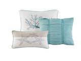 7 Piece Cotton Sateen Comforter Set Aqua Cal King B03597268