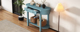 TREXM Elegant Retro Console Table with Curved Design Smooth Glaze for Entryways, Living Rooms N715P230796C