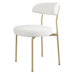 ZUN Boucle Upholstered Dining Chairs with Curved Backrest & Gold Metal Legs Set of 2, Beige W2740P214250