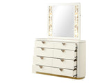 La Pierre Modern Style 8- Drawer Dresser Made with Wood and Gold Accents in Beige G150108844